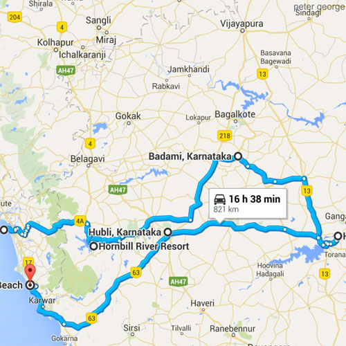 Route Planner - Goa & Hampi 900 - CLICK HERE TO VIEW MAP
